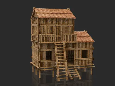 Bamboo House 5 - Jungle Hut 3D model
