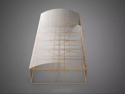 ARCHED POLYTUNNEL GREENHOUSE GLASSHOUSE WOOD FRAME PLANT FARMING 3D model