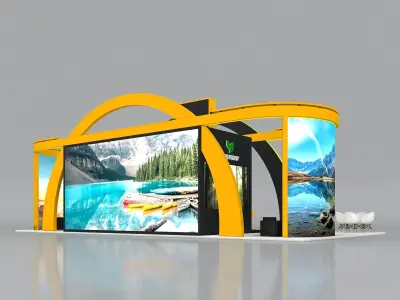 Exhibition Stand Stall 14x7m Height 550 cm 4 Side Open 3D model