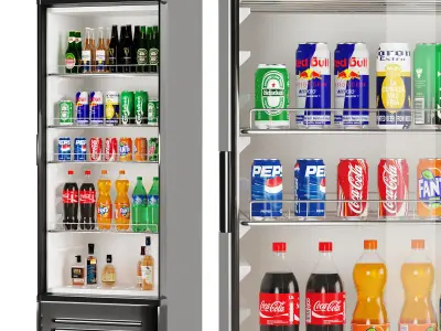 Store Refrigerator Bottles and Cans Low-poly 3D model