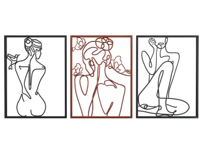 Minimalist Metal Line Art Woman 3D model