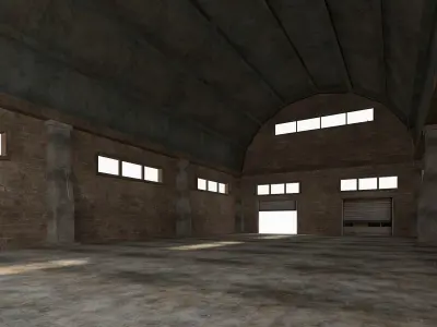 Low poly Warehouse Old interior and exterior 2 Low-poly 3D model