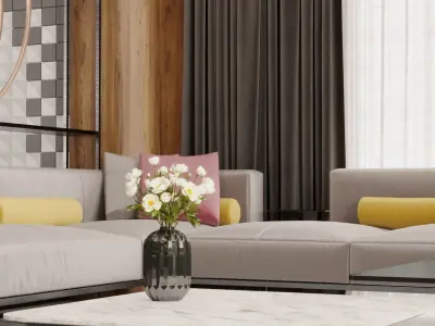 living room interior design scene 3d model 5 3D model Low-poly 3D model