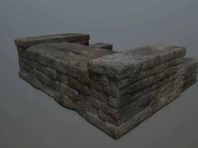 Ruin Stairs Low-poly 3D model 7
