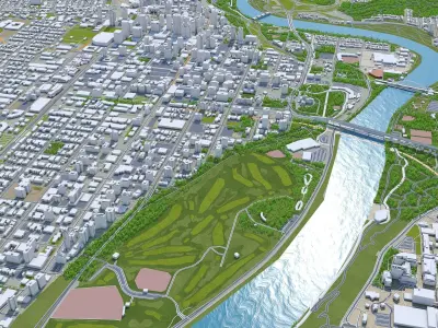 Edmonton Downtown Canada Low-poly 3D model