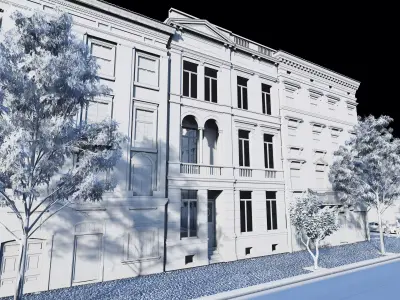 Classic stone facade-Building Classic Facade Element 3D model