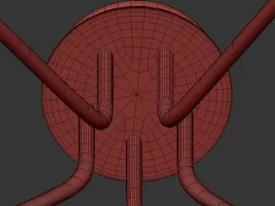 5 Head chandelier with five lights gold 3D model