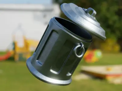 Realistic Metal Trash Can - Game Ready 3D Urban Prop 3D model
