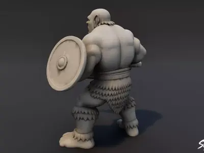 Ogre Warrior Shield Guard Statue Low-poly 3D model