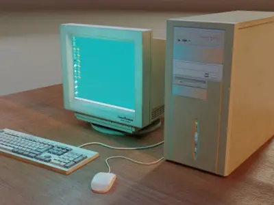 PBR Old Computer Low-poly 3D model
