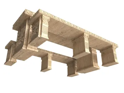 Stone Bench and Table 02 Low-poly 3D model