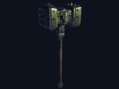 Spiked warhammer Low-poly 3D model