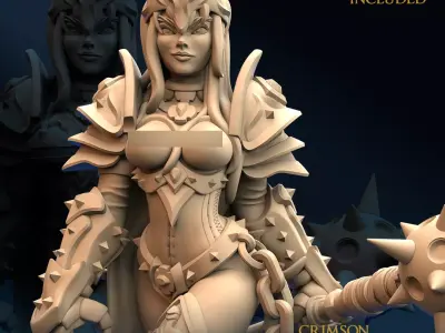 Armored Warrior Crimson Morning Star D Nude 3D print model