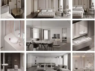 Living Room Interior Scene for 3DMAX and Corona  3D model 3D model