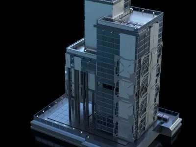 Futuristic Future Modern City Building Skyscraper 18 3D model