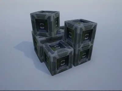 Lowpoly Sci-fi Crates and Containers Low-poly 3D model