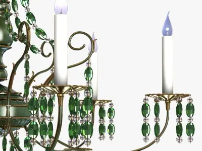 Large Green Crystal Two-Tier Chandelie 3D model