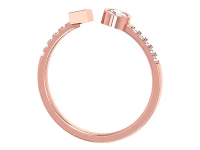 Open End Light Weight Band Princess Round Stone Ring 3D print model