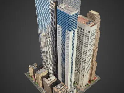 Realistic City District H20-H36 3D model