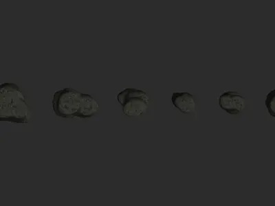 Short Flat Rocks - Cave 2 Low-poly 3D model