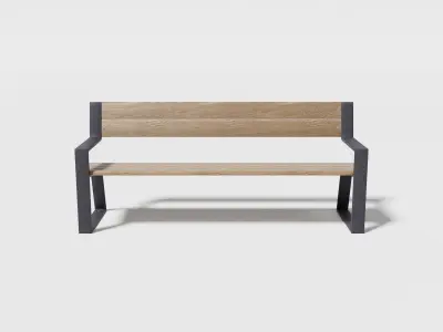 Street bench modern Low-poly 3D model