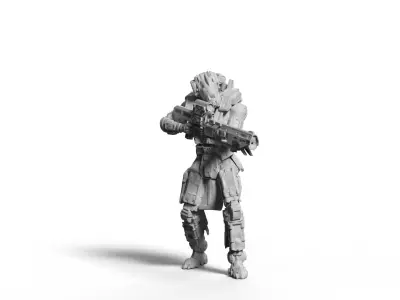 Scifi Marksman Sniper Rifle Team miniatures 3D print model