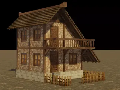 Medieval house 11 Low-poly 3D model