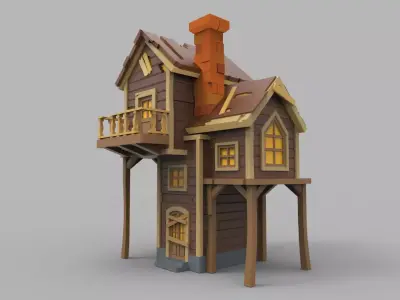 Wooden Haunted House  3D model