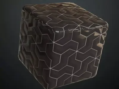 Dark Glossy Interlocking Zig-Zag Tiles PBR Seamless Texture