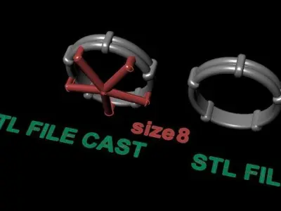 Rope Style Fashion Band Ring Size8 3D print model