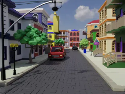Old Street Low Poly Low-poly 3D model