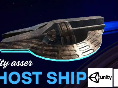 Ghost space Ship Unity Game Asset Ready Low-poly 3D model