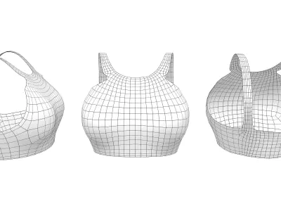 Stone Decorated Shoulder Crop Top Low-poly 3D model