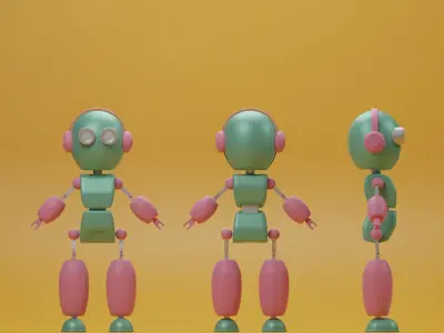 Robot cartoon character  Low-poly 3D model