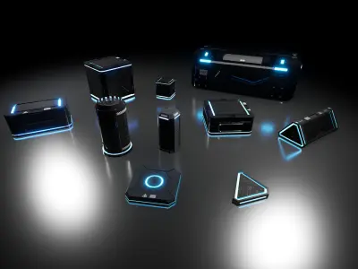 Sci-Fi Crates - Boxes Low-poly 3D model