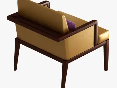 yellow chair with violet cushion 3D model