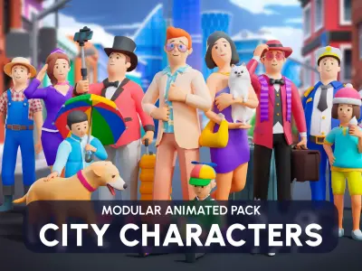 City Characters Low-poly 3D model