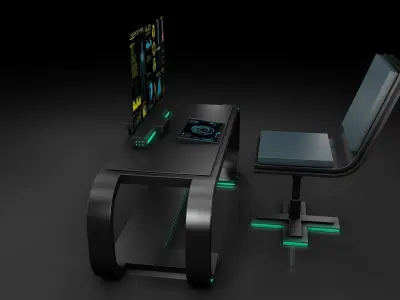 Sci Fi Table And Chair 3D model purchase