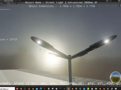 Street Light 1 Galvanized 3000mm 4F Low-poly 3D model