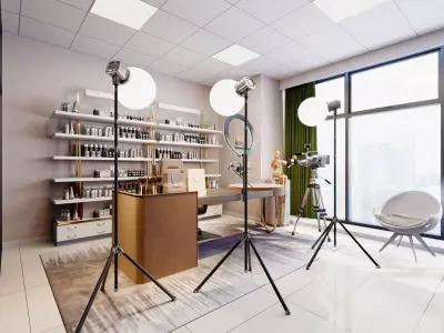 Modern live broadcast room cosmetics Low-poly 3D model