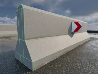 Concrete Road Barrier  3D model