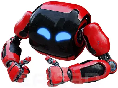Cute Space Robot Rigged H-72 Red 3D model