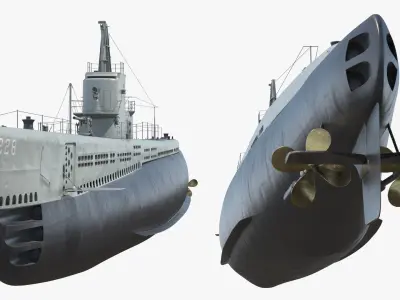  USS Drum SS-228 Submarine Rigged for Cinema 4D 