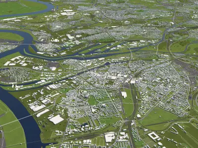Duisburg Germany 50x50km 3D City Map 3D model