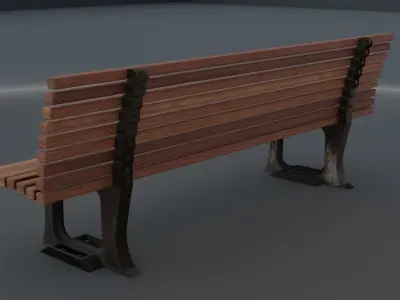 Wooden Bench PBR Game Ready 3D Model Low-poly 3D model