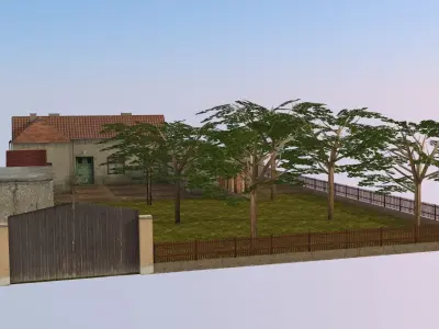 Rural household Low-poly 3D model