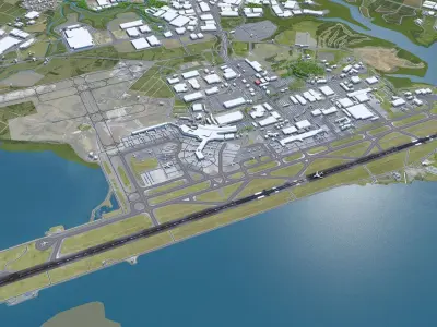 Auckland Airport 10km Low-poly 3D model