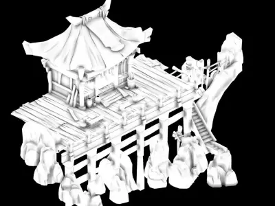 Cliffside - Wooden Pavilion 01 3D model