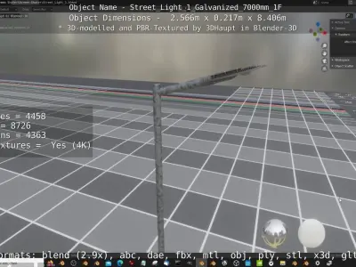 Street Light 1 Galvanized 7000mm 1F Low-poly 3D model
