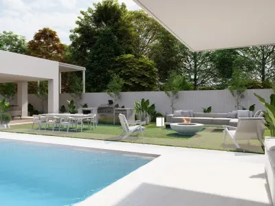 3D Exterior Scene 3D model design garden and landscape 3D model